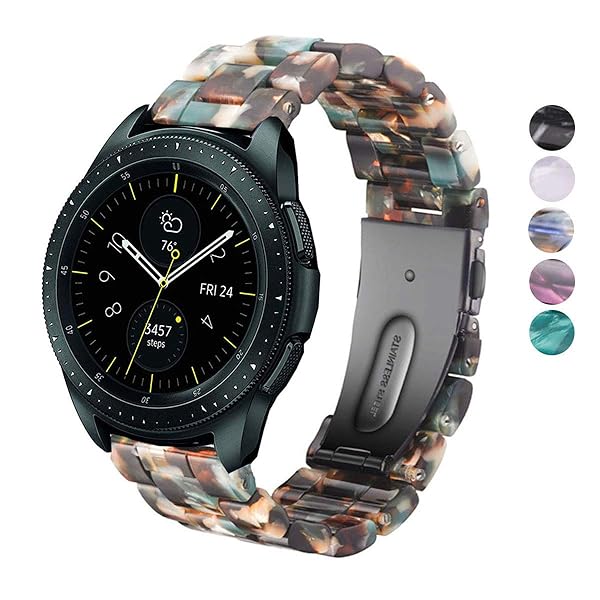 SPINYE Colorful Resin Replacement Strap for Samsung Galaxy Watch 6 5 4 3 Active 2 20mm Black Green Compatible Band for Men Women
