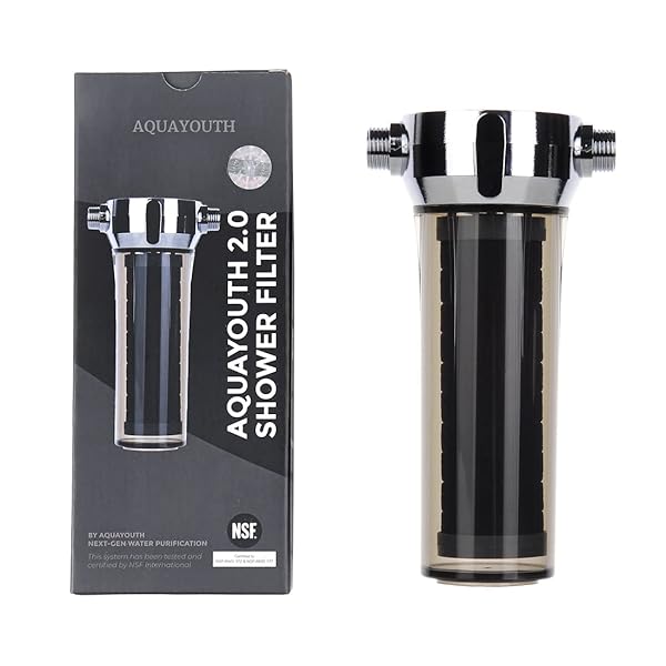 AQUAYOUTH AQUAYOUTH 2.0 Carbon Shower Head Filter System Removes Chlorine Heavy Metals Great for Dry Skin Hair NSF Certified