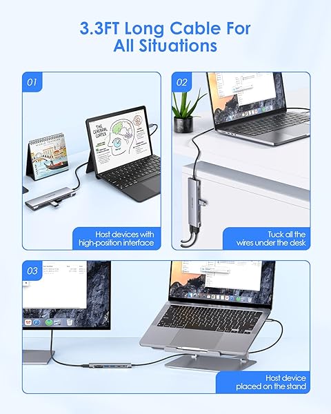 LENTION Buy LENTION 3.3FT USB C Hub: 4K HDMI, USB 3.0, Card Reader for MacBook Pro/Air & Surface - Fast Charging & Data Transfer - View 6 of 8