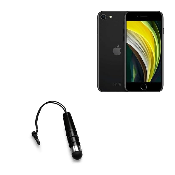 BoxWave Stylus Pen for Apple iPhone SE 2020 Mini Capacitive Rubber Tip Stylus Jet Black