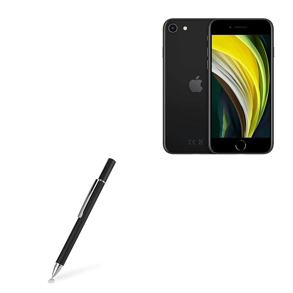 BoxWave Stylus Pen for Apple iPhone SE 2020 FineTouch Capacitive Super Precise Jet Black
