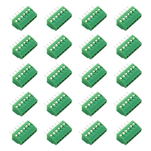 Hxchen Hxchen 6 Pin 2.54mm Pitch 150V 6A PCB Mount Screw Terminal Block Connector 20 Pcs for 26-18AWG Wiring - View 2 of 6
