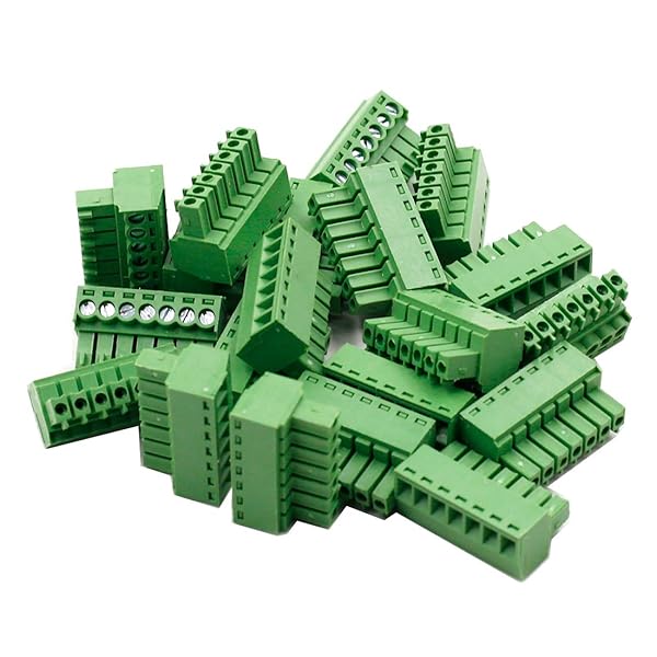Hxchen Hxchen 7 Pin 300V 10A KF2EDGK 3.5mm Pitch PCB Screw Terminal Block Connector Green Pack of 20 - View 2 of 4