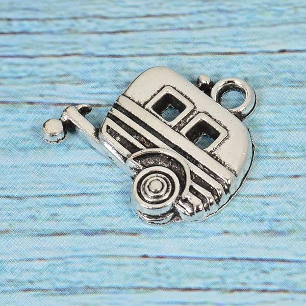 Comimark Comimark 10Pcs 18x19mm Antique Tibetan Silver 3D Camper Trailer Charms for Crafting and Jewelry Making - View 5 of 7