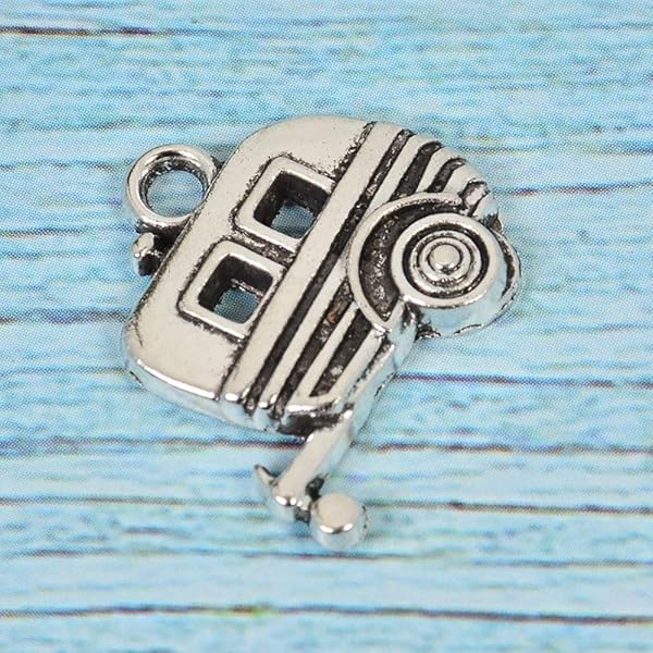 Comimark Comimark 10Pcs 18x19mm Antique Tibetan Silver 3D Camper Trailer Charms for Crafting and Jewelry Making - View 6 of 7