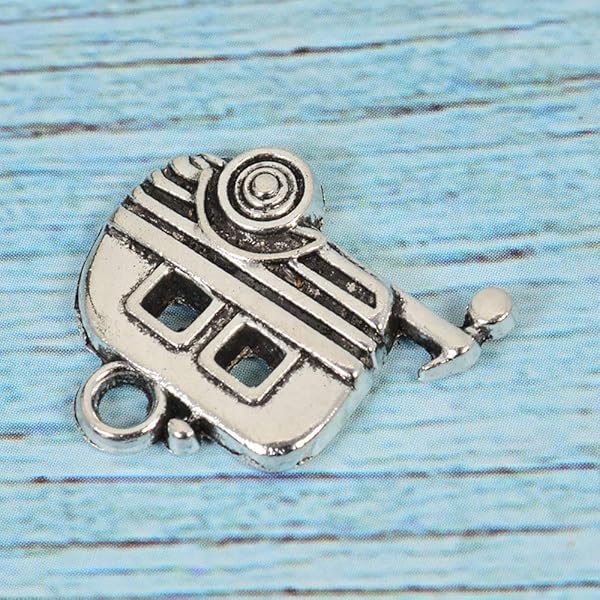 Comimark Comimark 10Pcs 18x19mm Antique Tibetan Silver 3D Camper Trailer Charms for Crafting and Jewelry Making - View 7 of 7