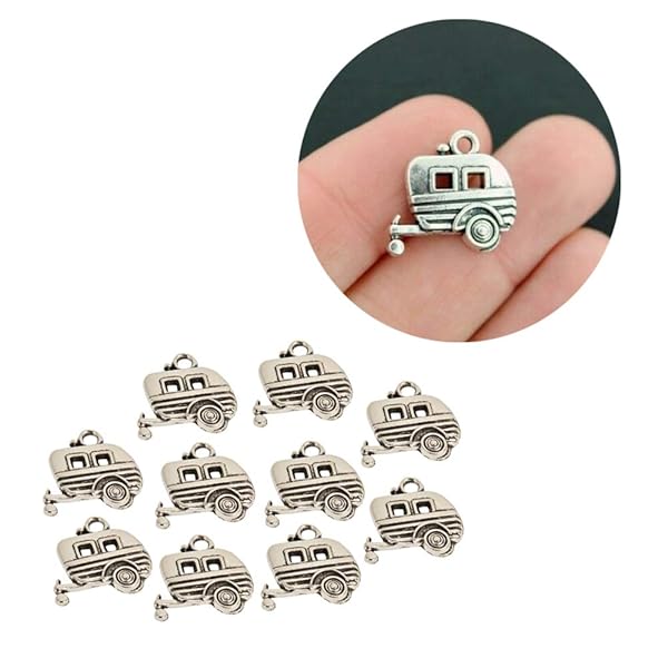 Comimark Comimark 10Pcs 18x19mm Antique Tibetan Silver 3D Camper Trailer Charms for Crafting and Jewelry Making - View 2 of 7
