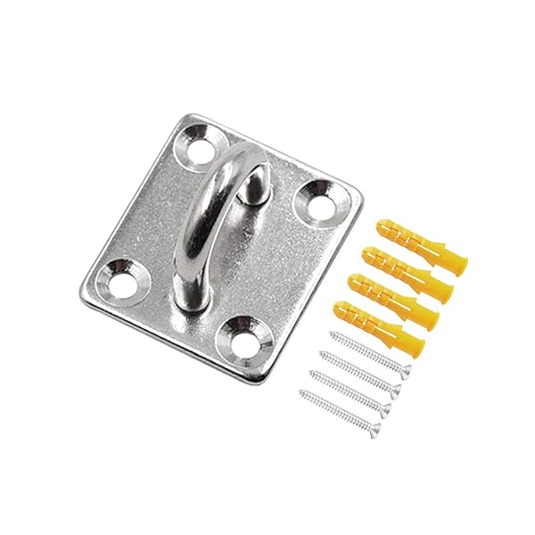 Hxchen Hxchen 10Pcs M5 Heavy Duty Pad Eye Plate Hook U Shaped Stainless Steel Hardware for Sail Shade and Hammock Installation - View 3 of 9