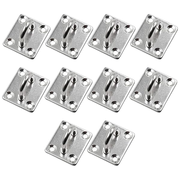 Hxchen Hxchen 10Pcs M5 Heavy Duty Pad Eye Plate Hook U Shaped Stainless Steel Hardware for Sail Shade and Hammock Installation - View 5 of 9