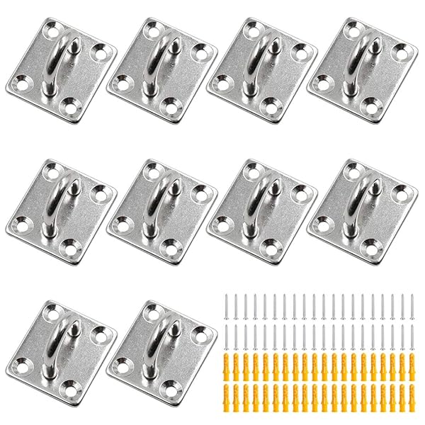 Hxchen Hxchen 10Pcs M5 Heavy Duty Pad Eye Plate Hook U Shaped Stainless Steel Hardware for Sail Shade and Hammock Installation - View 2 of 9