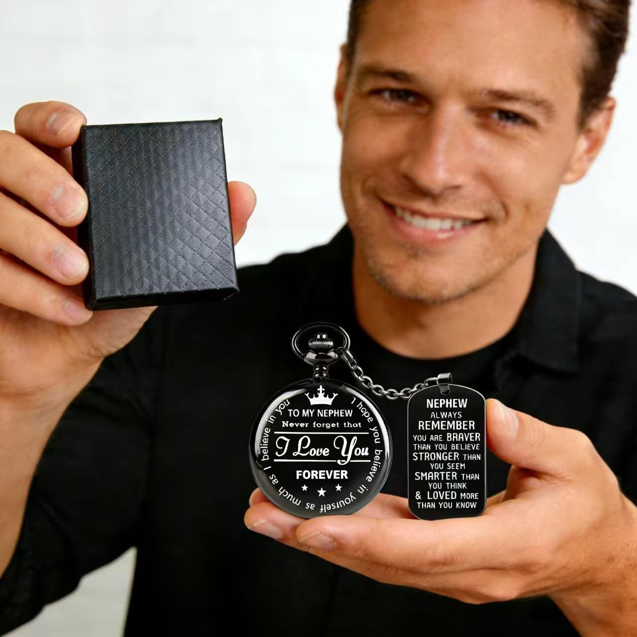 Udaney Udaney Engraved Pocket Watch for Nephew Best Birthday and Graduation Gifts from Uncle and Aunt with Box - View 4 of 5