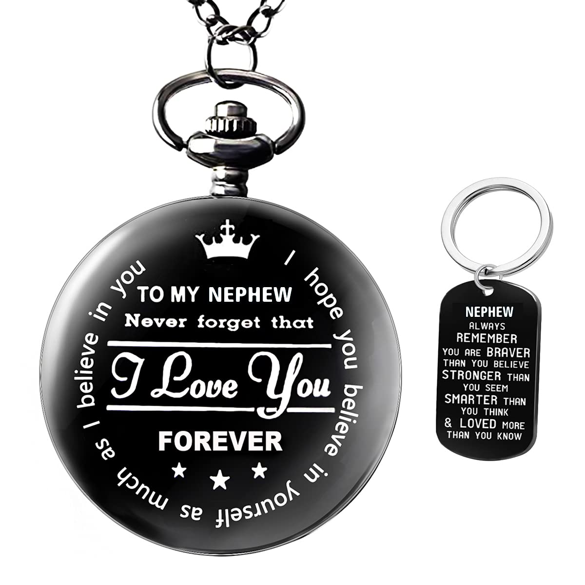 Udaney Engraved Pocket Watch for Nephew Best Birthday and Graduation Gifts from Uncle and Aunt with Box