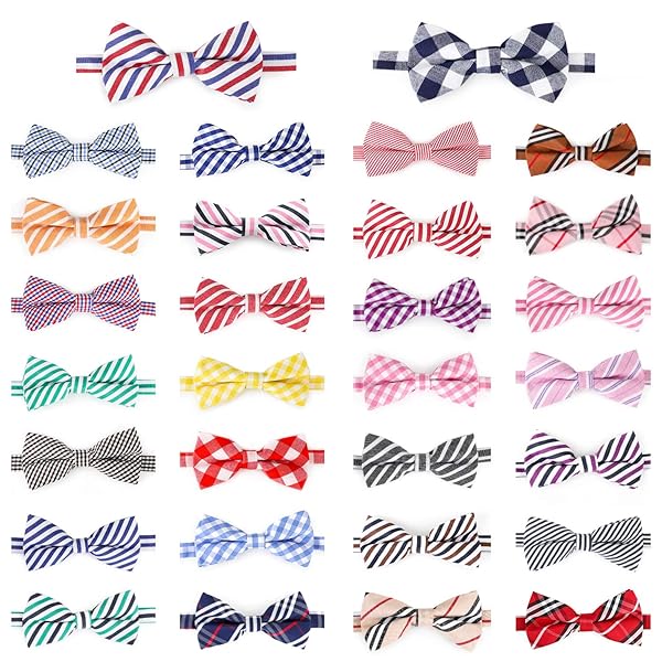 Segarty Segarty Bow Ties for Dogs 30 Pcs Adjustable Dog Collar Bow Tie for Small Medium Large Pets Christmas Bulk Red White Purple Black Plaid