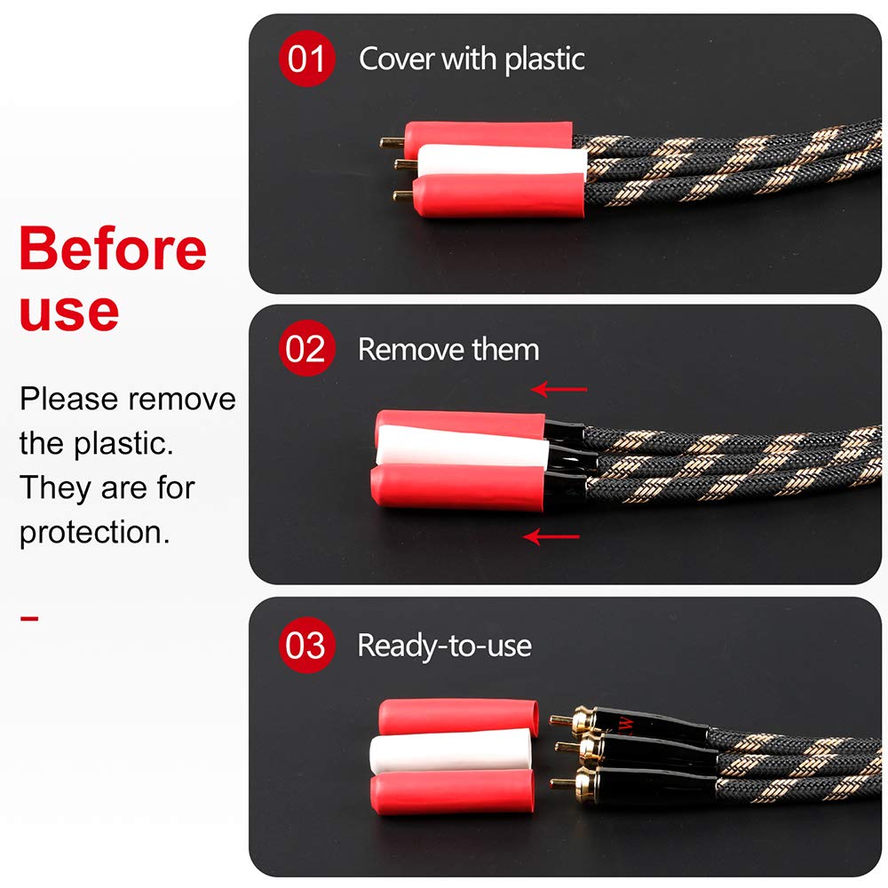 SKW RCA Y Splitter Cable 1 Male to 2 Male Subwoofer Cord Ultra High Purity Copper 4.9ft Stereo Audio Cable for Home Theater - View 7 of 7