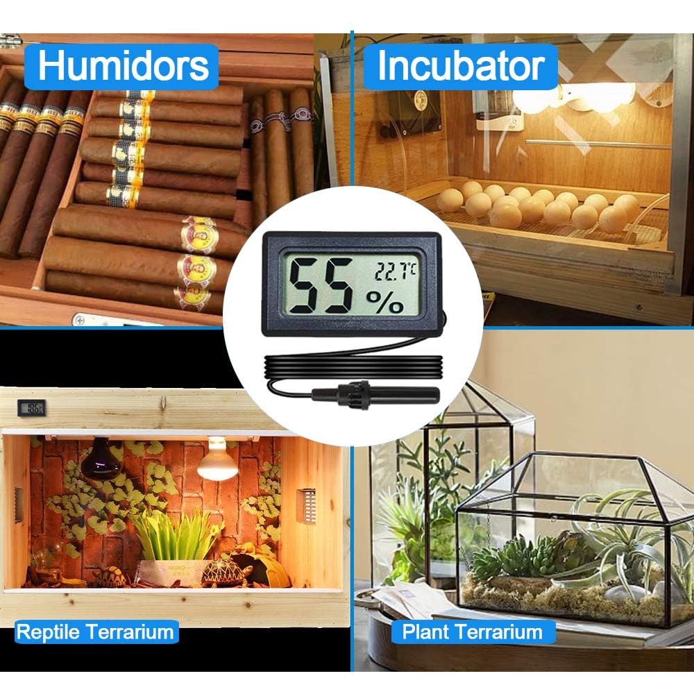 Tnfeeon Digital Thermometer Hygrometer for Egg Incubators & Reptiles - LCD Temperature & Humidity Gauge for Indoor/Outdoor Use - View 2 of 9