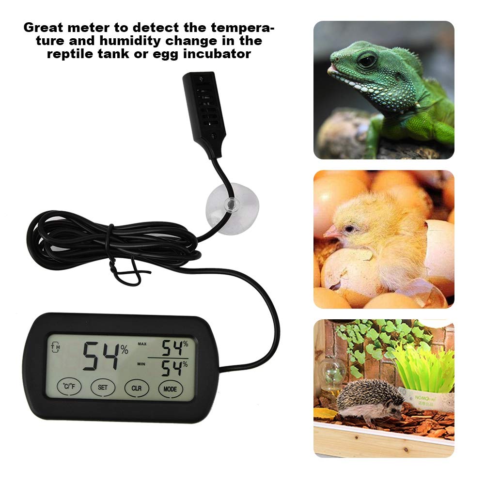 Tnfeeon Digital Thermometer Hygrometer for Egg Incubators & Reptiles - LCD Temperature & Humidity Gauge for Indoor/Outdoor Use - View 7 of 9
