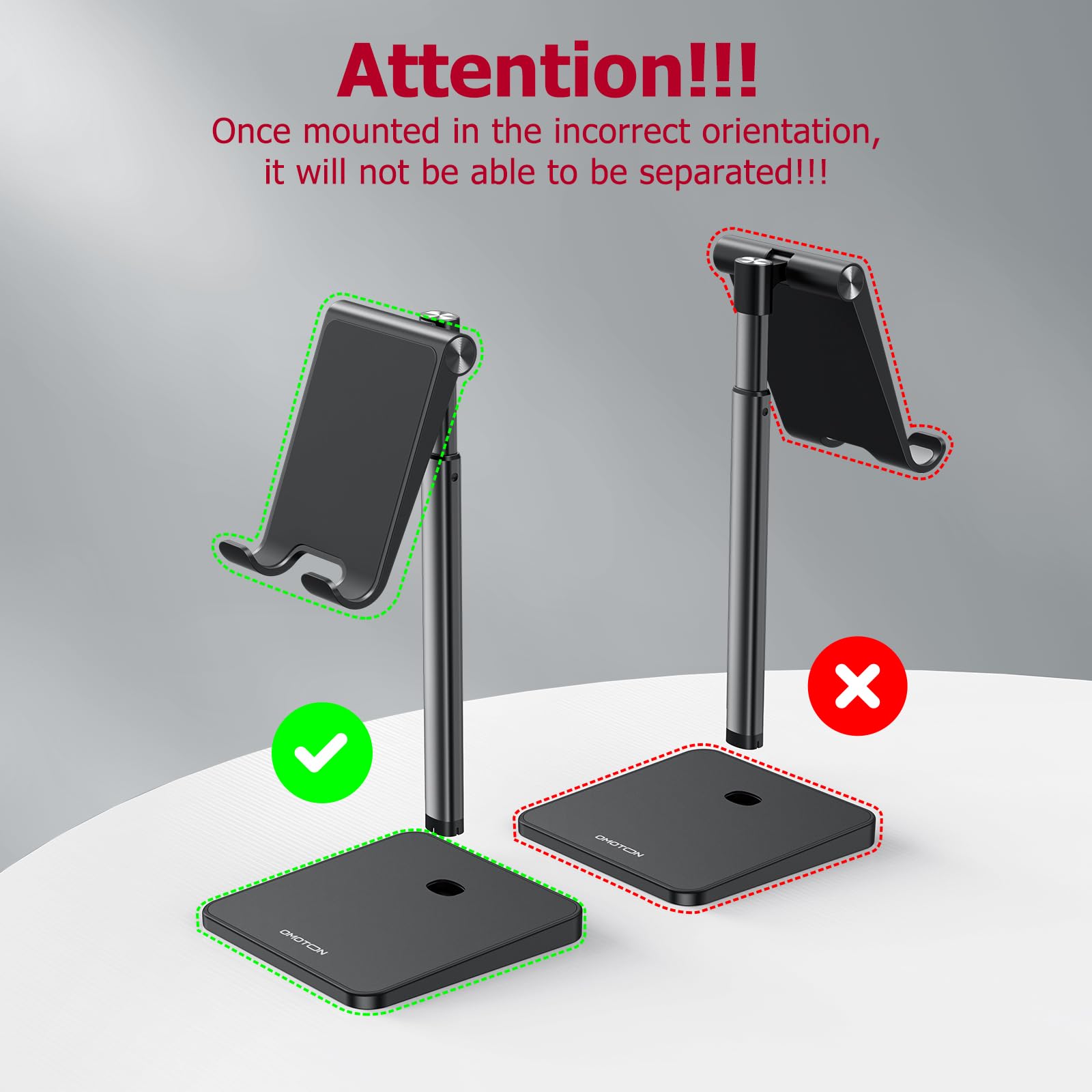 OMOTON OMOTON Adjustable Cell Phone Stand Desk Dock Holder for iPhone and Samsung Galaxy Compatible with 3.5-7.0 Inch Phones Black - View 2 of 9