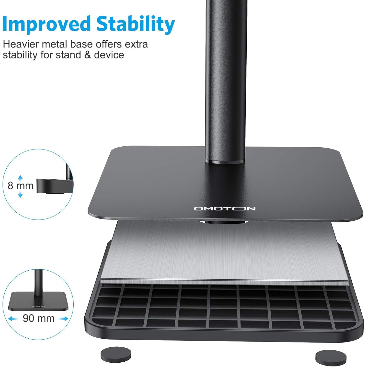 OMOTON OMOTON Adjustable Cell Phone Stand Desk Dock Holder for iPhone and Samsung Galaxy Compatible with 3.5-7.0 Inch Phones Black - View 4 of 9