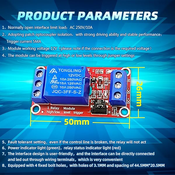CenryKay CenryKay 12V 1 Channel Relay Module 10PCS Optocoupler Isolation High Low Level Trigger for Reliable Control - View 6 of 8