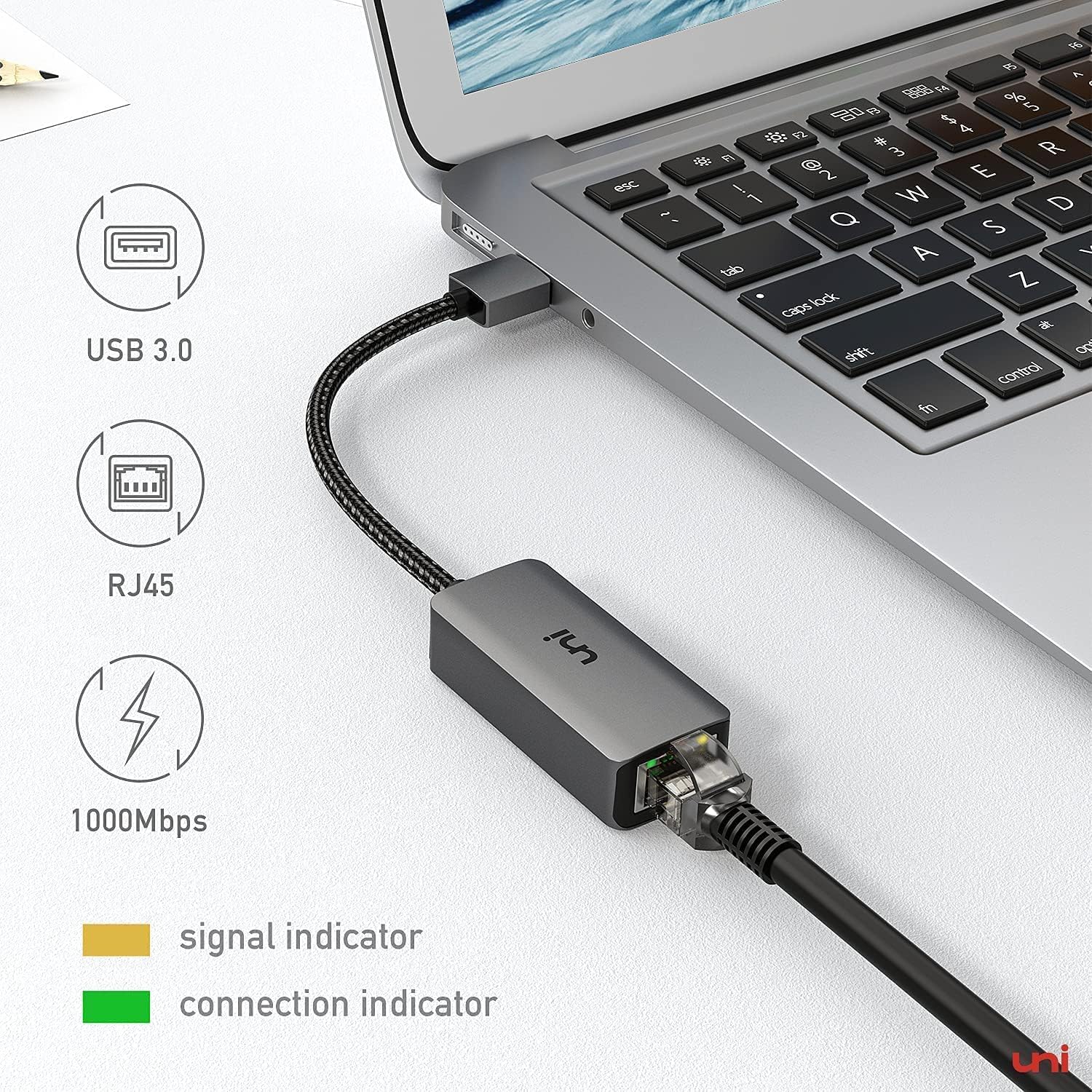 uni Driver-Free USB to Ethernet Adapter: 1000 Mbps Gigabit LAN for Laptop, MacBook, PC & Surface - Fast & Compatible! - View 6 of 9