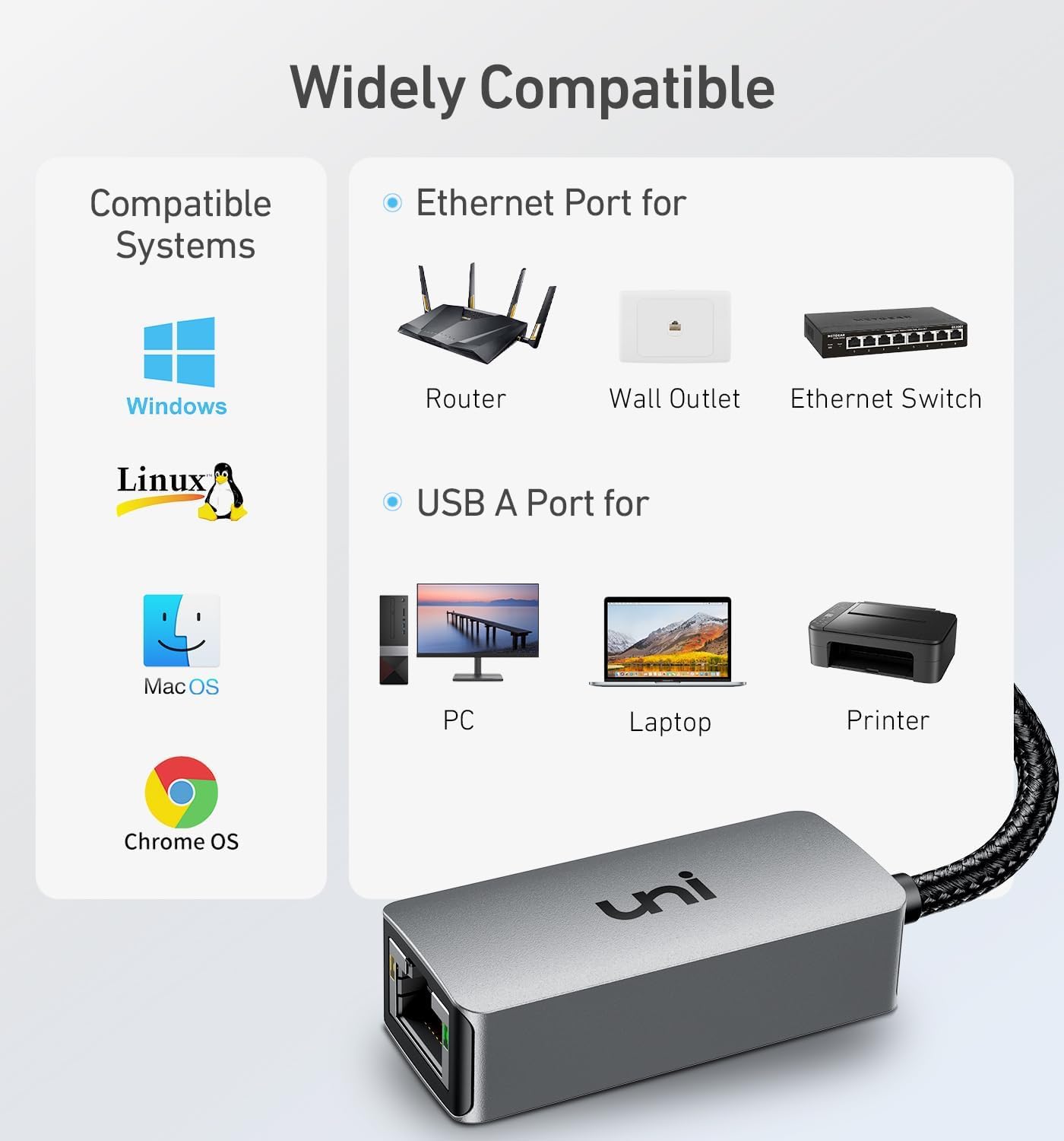 uni Driver-Free USB to Ethernet Adapter: 1000 Mbps Gigabit LAN for Laptop, MacBook, PC & Surface - Fast & Compatible! - View 7 of 9