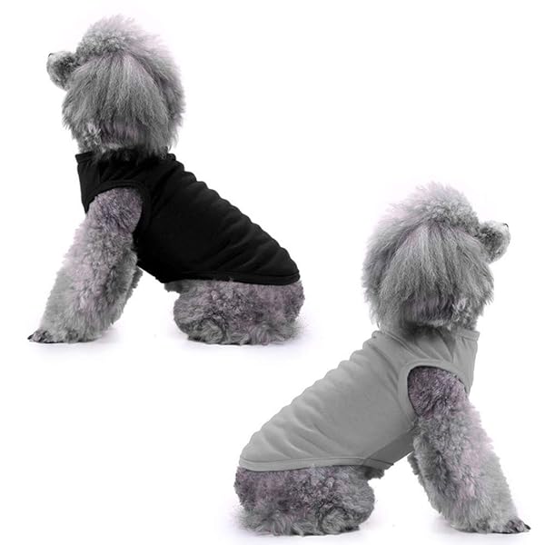 Chol&Vivi CholVivi Dog T-Shirt 4pcs Cotton Sleeveless Tank Tops for Small to Extra Large Breeds Soft Breathable Black Grey White Dark Green - View 5 of 7