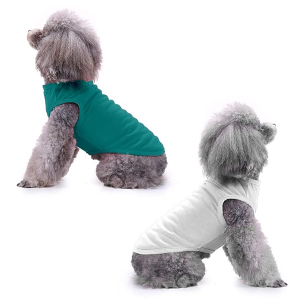 Chol&Vivi CholVivi Dog Shirt 4pcs Cotton Sleeveless Tank Tops for Small to Extra Large Breeds Soft Breathable Black Grey White Dark Green Medium - View 6 of 7