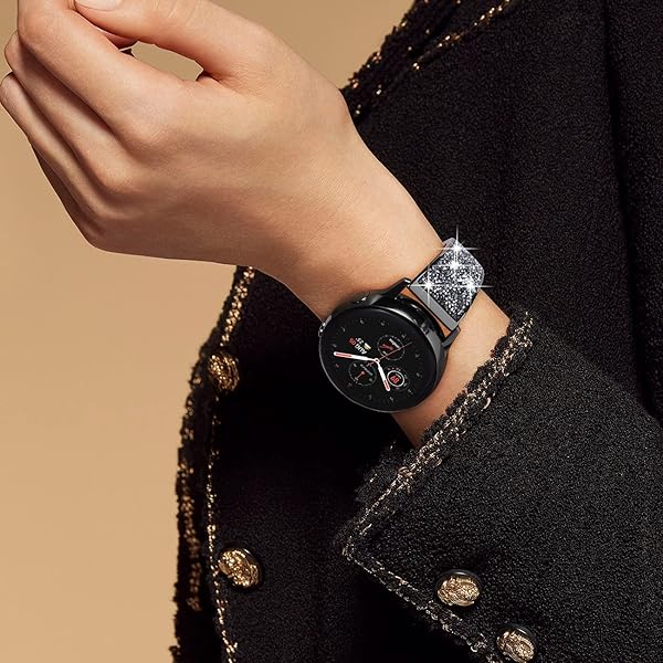 NewWays NewWays Galaxy Watch 5 Band 40mm 44mm Crystal Bracelet Quick Release for Galaxy Watch 4 Active 2 Smartwatch 42mm 46mm Black - View 8 of 8