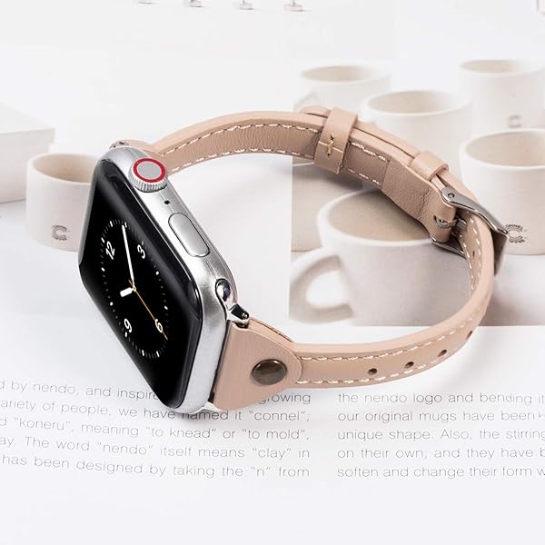 Wearlizer Wearlizer Slim Rivet Leather Apple Watch Bands for All Series Stylish Thin Strap Wristbands for Men and Women - View 4 of 8
