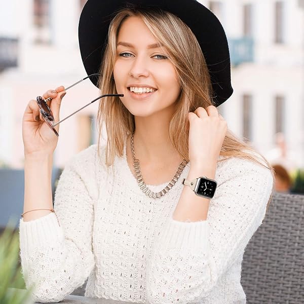 Wearlizer Wearlizer Slim Rivet Leather Apple Watch Bands for All Series Stylish Thin Strap Wristbands for Men and Women - View 5 of 8