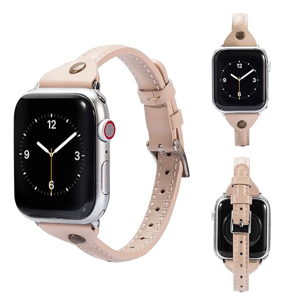 Wearlizer Wearlizer Slim Rivet Leather Apple Watch Bands for All Series Stylish Thin Strap Wristbands for Men and Women - View 6 of 8