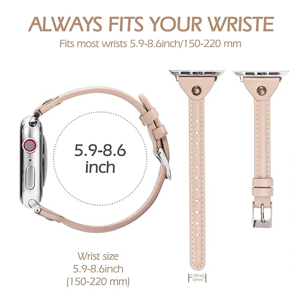 Wearlizer Wearlizer Slim Rivet Leather Apple Watch Bands for All Series Stylish Thin Strap Wristbands for Men and Women - View 8 of 8