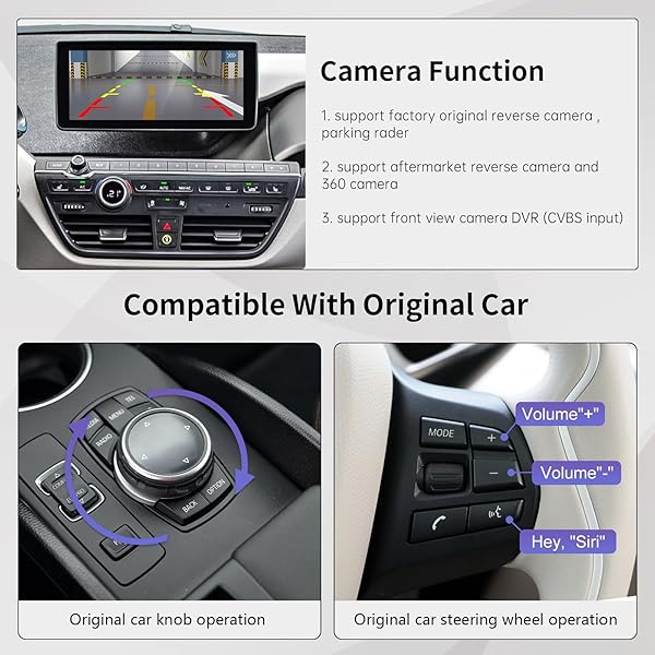 Road Top Road Top Wireless Carplay and Android Auto for BMW i3 I01 2012-2017 NBT System Compatible with Mirrorlink Reverse Camera Navigation - View 5 of 8