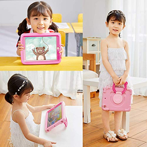 pzoz PZOZ iPad Kids Case Compatible for iPad 9th 2021 /8th 2020 /7th 2019 Generation 10.2 in, EVA Shockproof Rotate Handle Folding Stand Heavy Duty Protective Cute Cover for Boys Girls (Pink) - View 7 of 7