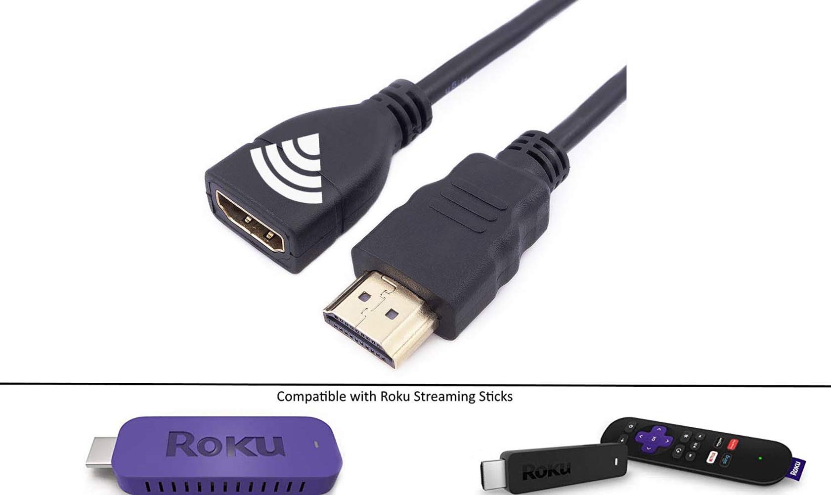 HDMI Extender Replacement for Roku TV Stick 4K Max Chromecast Switch Xbox One PS4 PS3 5ft Male to Female Cable - View 2 of 6
