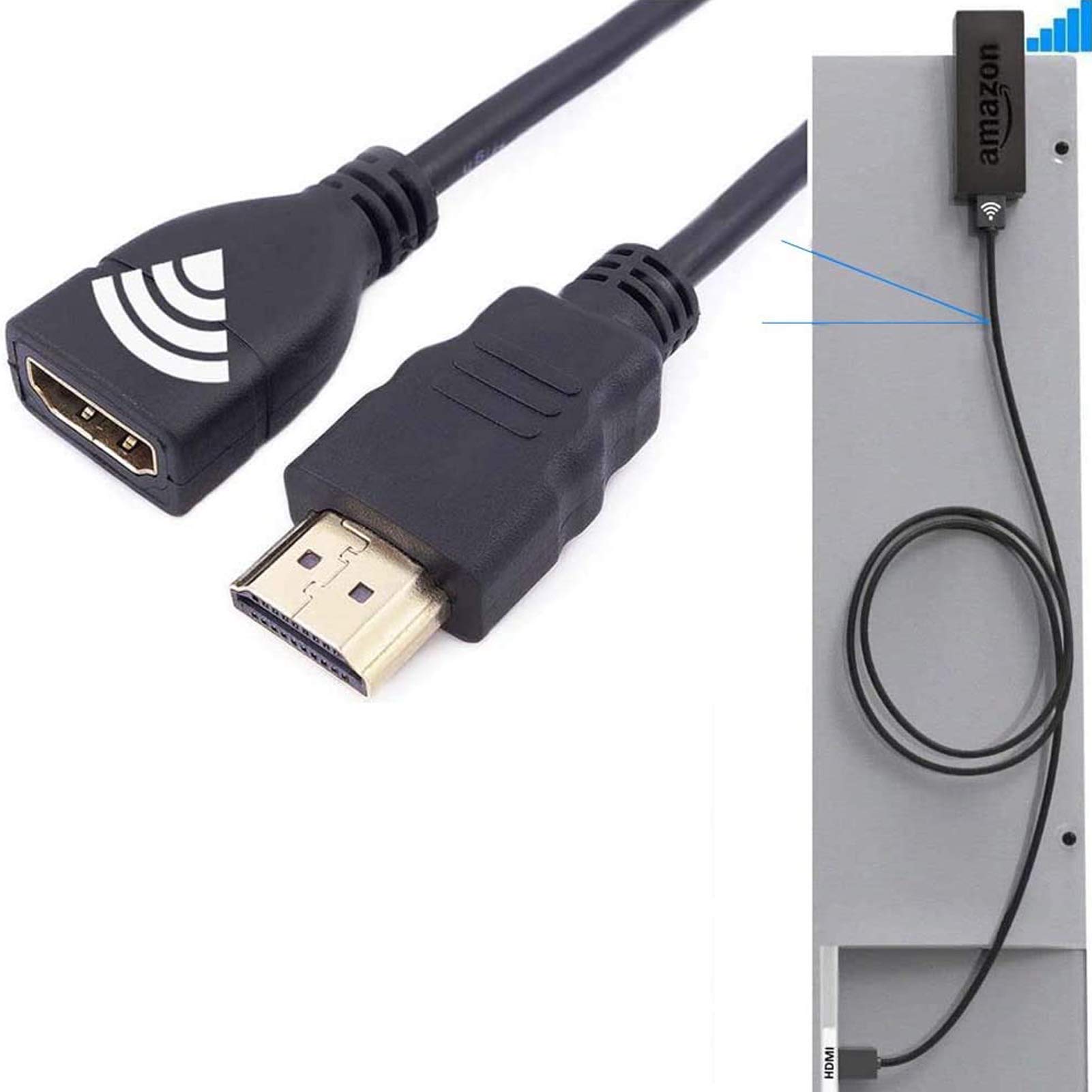 HDMI Extender Replacement for Roku TV Stick 4K Max Chromecast Switch Xbox One PS4 PS3 5ft Male to Female Cable