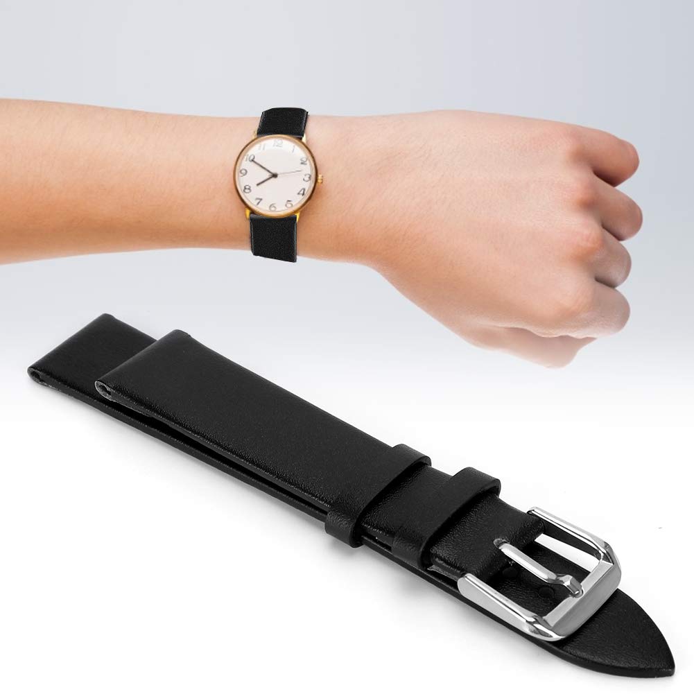 ZJchao ZJchao 19mm Unisex PU Leather Watch Strap Replacement Band for All Watches Black Pin Buckle Accessory - View 5 of 9