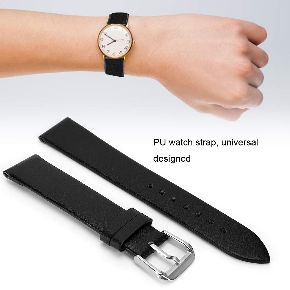 ZJchao ZJchao 19mm Unisex PU Leather Watch Strap Replacement Band for All Watches Black Pin Buckle Accessory - View 7 of 9