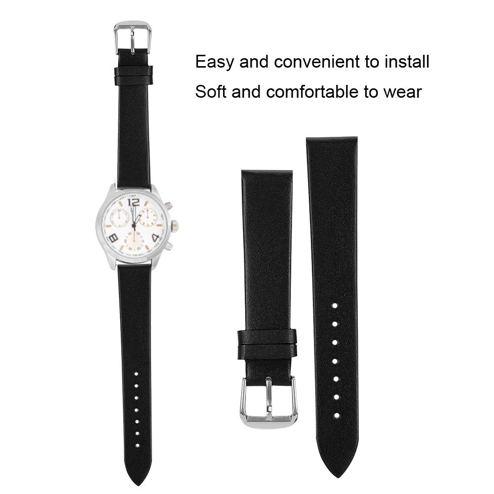ZJchao ZJchao 19mm Unisex PU Leather Watch Strap Replacement Band for All Watches Black Pin Buckle Accessory - View 8 of 9