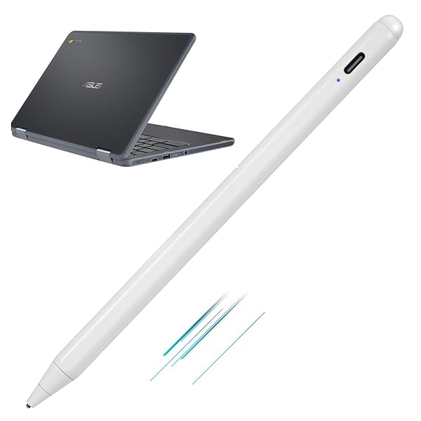 ASUS Chromebook Flip 2-in-1 Touchscreen Laptop Stylus Pen with Ultra Fine Tip and Rechargeable Touch-Control White