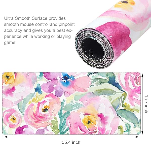 HAOCOO HAOCOO Floral Extended Desk Pad Large Mouse Mat Waterproof Non-Slip Rubber Base Perfect for Office Use - View 3 of 8