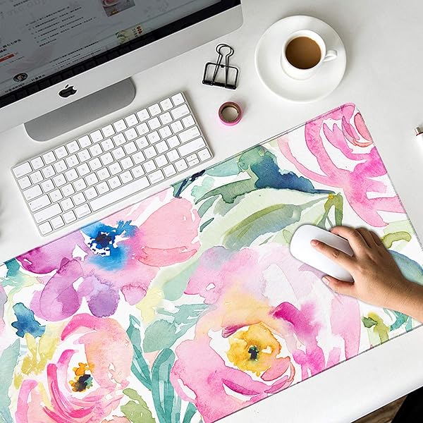 HAOCOO HAOCOO Floral Extended Desk Pad Large Mouse Mat Waterproof Non-Slip Rubber Base Perfect for Office Use - View 7 of 8