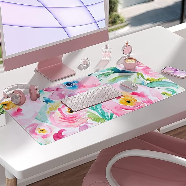 HAOCOO HAOCOO Floral Extended Desk Pad Large Mouse Mat Waterproof Non-Slip Rubber Base Perfect for Office Use - View 8 of 8