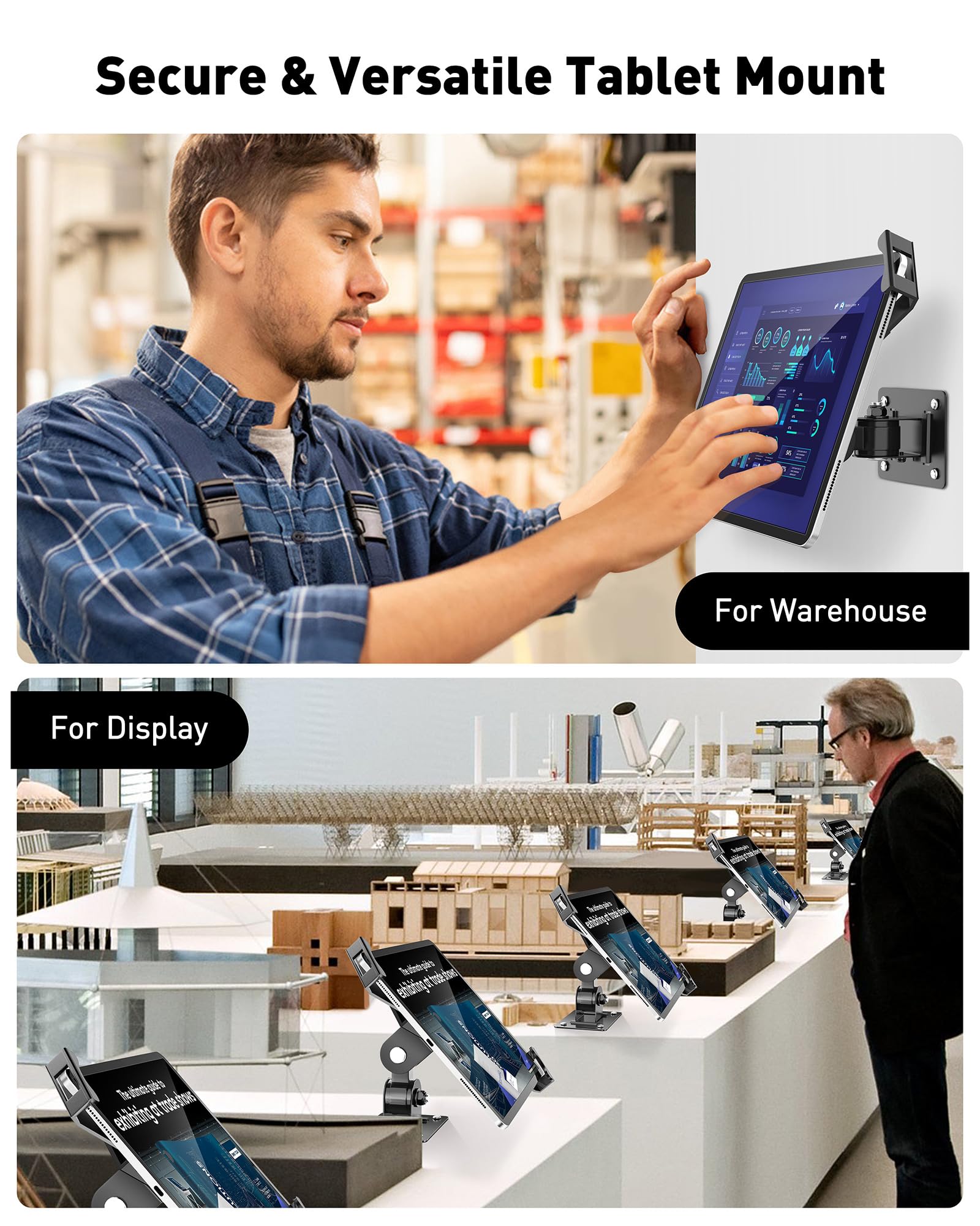 AboveTEK "AboveTEK Tablet Wall Mount: Secure 7-11" Tablets with Anti-Theft Lock & Swivel Holder for iPad, Galaxy Tab & More" - View 2 of 7