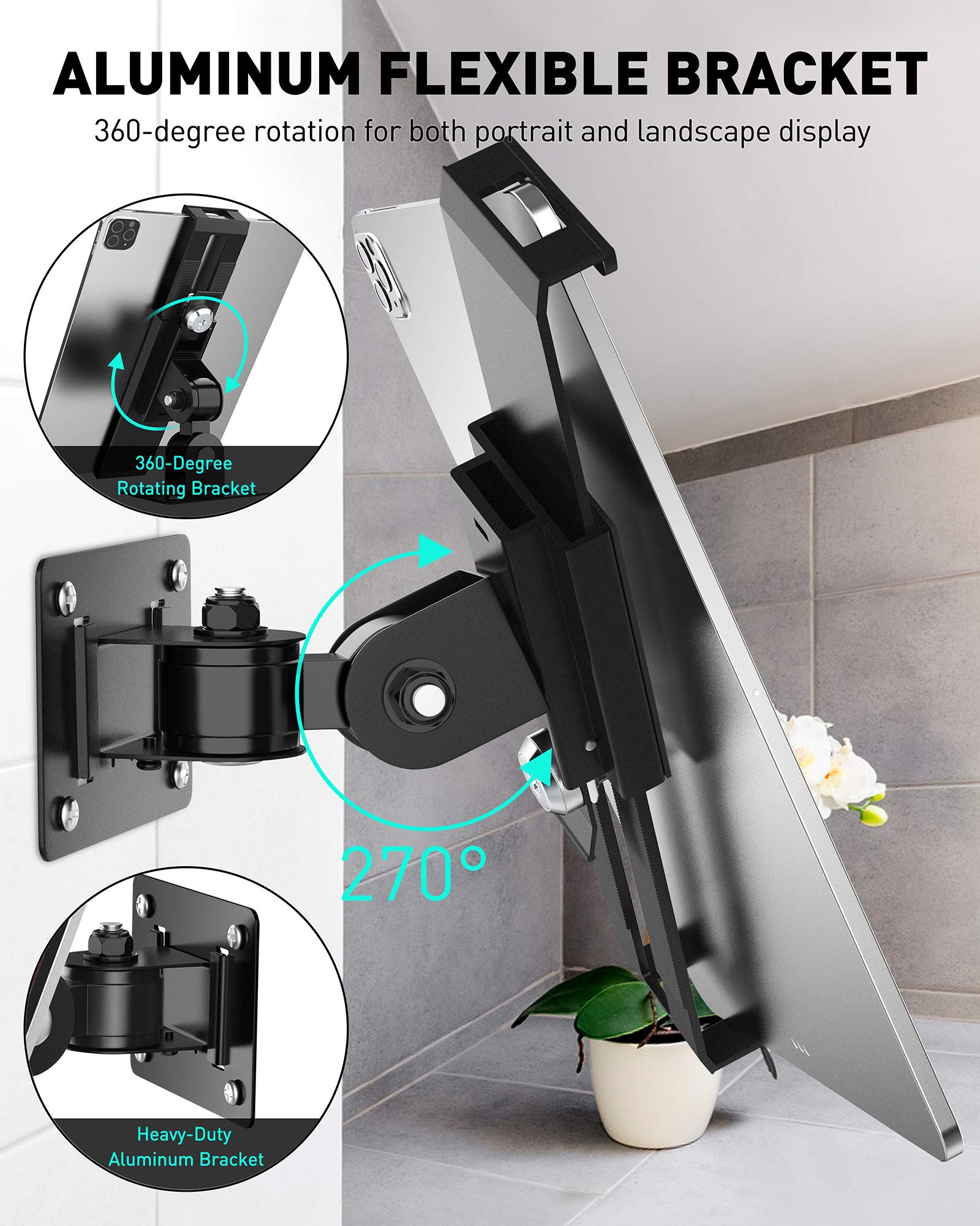 AboveTEK "AboveTEK Tablet Wall Mount: Secure 7-11" Tablets with Anti-Theft Lock & Swivel Holder for iPad, Galaxy Tab & More" - View 6 of 7