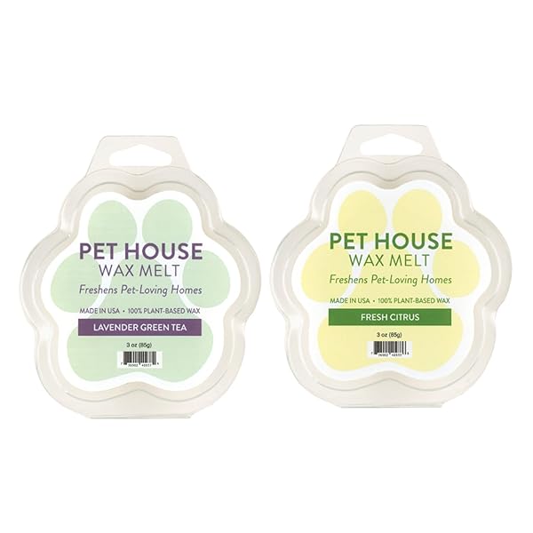 One Fur All One Fur All Pet House Wax Melts Lavender Green Tea Fresh Citrus Pack of 2 Odor Eliminating Long Lasting Scented Pet Friendly Natural