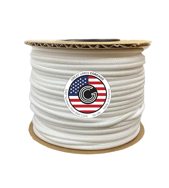 Great Lakes Cordage 5/32 Inch Firm Synthetic Upholstery Welt Cord Braided 66 Yards for Durable Upholstery Projects