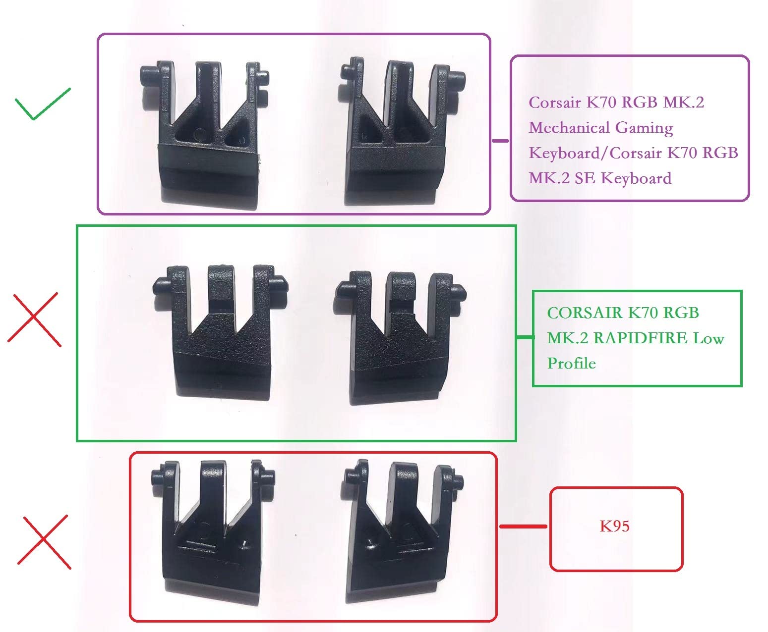 LZYDD Keyboard Stand Feet Replacement Tilt Leg for Corsair K70 RGB MK2 Mechanical Gaming Keyboard RGP0057 - View 4 of 4