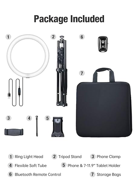 elitehood Elitehood 12 Inch Ring Light for iPad with Tripod Stand Dimmable Makeup Light for YouTube Selfie Photography and VLOG - View 10 of 10