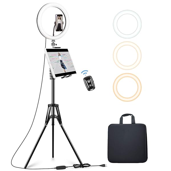 elitehood Elitehood 12 Inch Ring Light for iPad with Tripod Stand Dimmable Makeup Light for YouTube Selfie Photography and VLOG